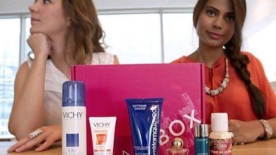 Monika Debowski, left, and Sonia Sultan founded GlamBox, a subscription service that sends samples for people to try, and buy, through the website. Razan Alzayani / The National