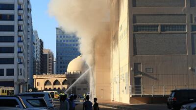 Civil Defence took nearly two hours to put out the fire at the power supply station located near Al Falah Plaza shopping centre. Plumes of smoke could be seen billowing high over the city. Ravindranath K / The National