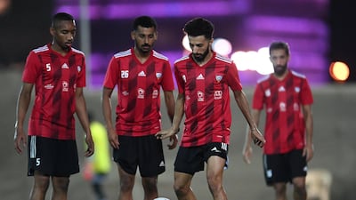 UAE football team training in Dubai ahead of upcoming 2022 World Cup qualifiers. Courtesy UAE FA