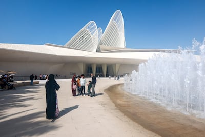 Visitors at Zayed National Museum, which traces the life of Sheikh Zayed and the history of the UAE. Victor Besa / The National