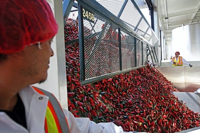 The company uses special peppers for its sauce. Getty