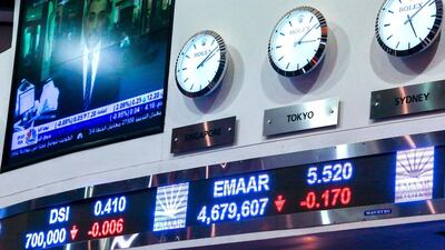 Emaar shares, listed in the Dubai Financial Market, were down during the first trading day of the year. Victor Besa for The National