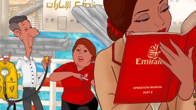 A scene from 'Beauty and the Beast' is given a cabin-crew spin. Courtesy of Mentai_crew