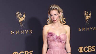 Vanessa Kirby wears Marchesa to the 2017 Primetime Emmy Awards. EPA