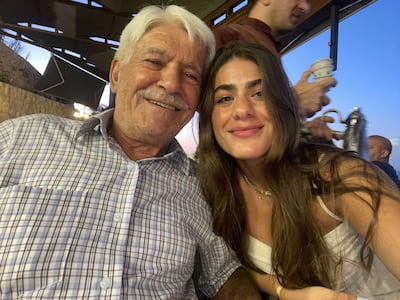Fatima with her grandfather at a family lunch in Lebanon. Photo: Fatima Al Mahmoud