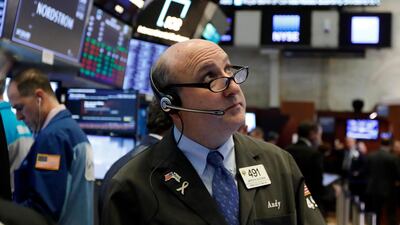 A trader works on the floor of the New York Stock Exchange. Global developed equity markets are up about 14 per cent from their late December trough. Photo: Associated Press