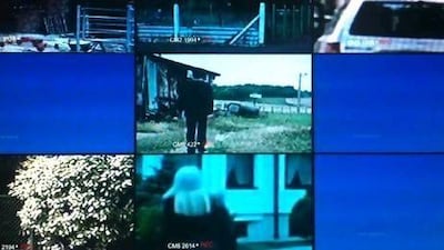 Pouya Parsamagham's CCTV-like Chase installation. Courtesy Gallery Isabelle van den Eynde