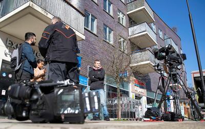 Members of the press waiting outside the home of Nazanin Zaghari-Ratcliffe and husband Richard in London. EPA