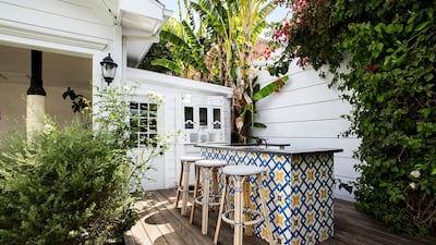A bar area in the property's garden. Courtesy Engel & Volkers