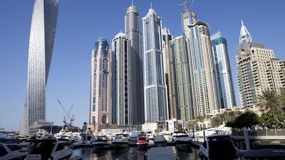 The skyline of Dubai Marina. Property transactions in the city soared during 2013. Razan Alzayani / The National
