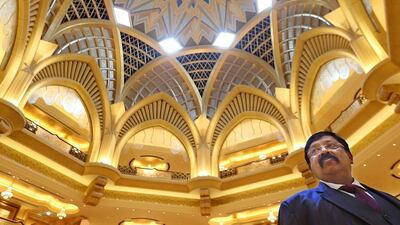 Dhansukh Ramji Mazgaonkar worked his way up to chief of operations at Emirates Palace in Abu Dhabi, where his main role is to manage VIP delegations. Delores Johnson / The National