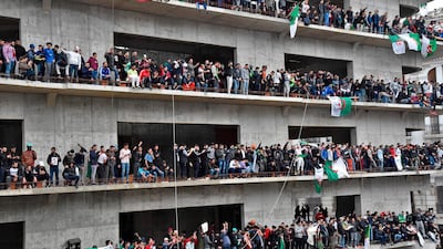 Algerian protesters demonstrate against their ailing president's bid for a fifth term in power, in Algiers. AFP