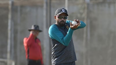 Pakistan captain Babar Azam catches the ball during the practice session in Lahore ahead of the ODI series against the West Indies. AFP