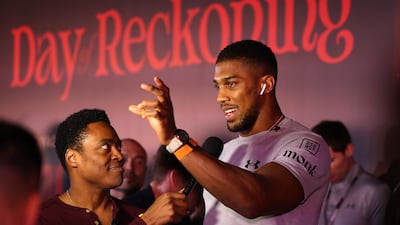 Anthony Joshua speaks to the media ahead of the Day of Reckoning. Getty Images