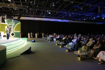 Delegates watch Egyptian actor, writer and producer Ahmed Amin host the Congress of Arabic and Creative Industries at Manarat Al Saadiyat. Photo: Zoran Mircetic / Abu Dhabi Arabic Language Centre