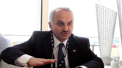 Temel Kotil, Turkish Airlines, CEO gestures during the interview in Dubai . Satish Kumar / The National