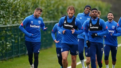 West Ham United players train for their Europa League match. PA
