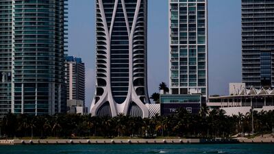 The building's exoskeleton is made of white fibreglass-reinforced concrete. AFP