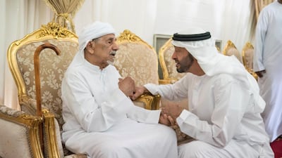 Sheikh Mohamed bin Zayed, extends sympathies to the family of martyr Warrant Officer Ali Abdullah Ahmed Al Dhanhani. Hamad Al Kaabi / Ministry of Presidential Affairs
