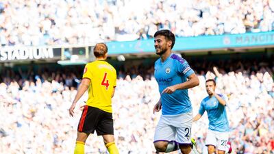 Manchester City's David Silva celebrates after scoring. EPA