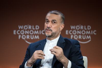 Iranian Foreign Minister Hossein Amirabdollahian at the World Economic Forum in Davos on Wednesday. AFP