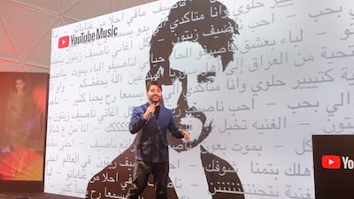 Nassif Zeytoun performs at YouTube Music launch in Dubai on September 10, 2019. Courtesy YouTube