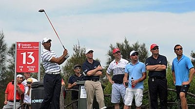 Only a small crowd watched Tiger Woods in a pro-am before the Australian Open yesterday.