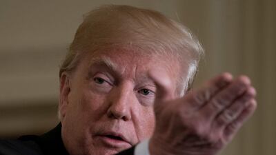 President Donald Trump speaks at a news conference with leaders of Baltic states in the East Room of the White House in Washington, Tuesday, April 3, 2018. Andrew Harnik / AP Photo
