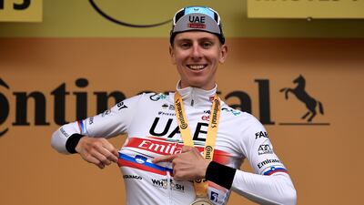 UAE Team Emirates' Slovenian rider Tadej Pogacar after winning the sixth stage of the Tour de France on Thursday, July 6, 2023. EPA