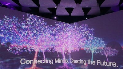 The theme of Dubai’s bid for Expo 2020, left, and other visions for the city were displayed in The Cube, which was a huge hit with delegates at the emirate’s symposium. Courtesy Expo 2020