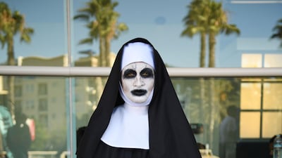 Cosplayer Devan Blake is dressed as Valak from "The Conjuring". AFP