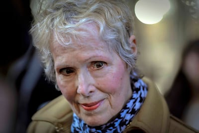E Jean Carroll outside court in New York in March 2020. AP