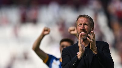 Graham Potter at the end of Brighton's win against West Ham United at the London Stadium on August 21, 2022. AFP