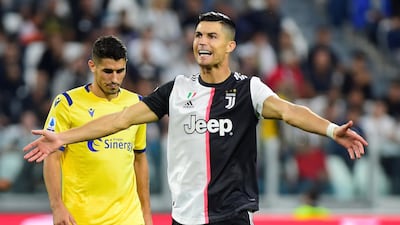 Juventus' Cristiano Ronaldo reacts to a missed chance. Reuters