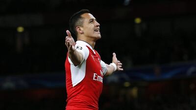 Arsenal's Alexis Sanchez celebrates scoring their first goal against Ludogorets on Wednesday night. Andrew Couldridge / Action Images / Reuters / October 19, 2016