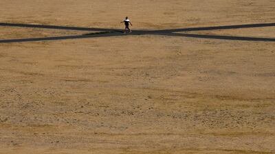 Scorched grass at Greenwich Park in London. AP