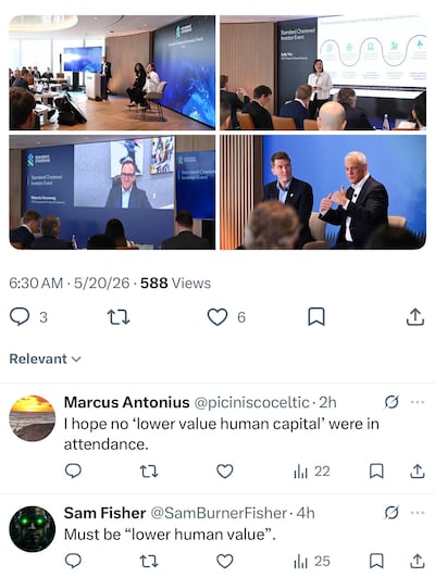 Anger related to comments made by Standard Chartered chief executive Bill Winters has not yet subsided