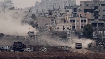 A scene of destruction in Gaza, as seen from the Israeli side of the border. Reuters