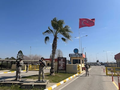 Turkish soldiers outside the Incirlik military base in Adana, south-east Turkey. AFP