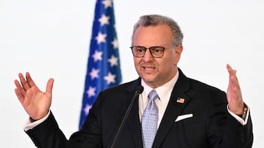 Massad Boulos, US President Donald Trump's senior adviser for Arab and African Affairs, speaks at an event in Doha. AFP