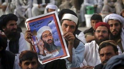 Pakistani Islamists hold an image of Al Qaeda leader Osama bin Laden during an anti-American rally in Quetta on Wednesday.