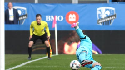 Montreal Impact scores a goal against New England Revolution during the first half at the Stade Saputo. Jean-Yves Ahern / USA TODAY Sports