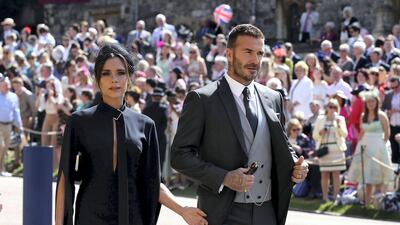 David and Victoria Beckham at the royal wedding in Windsor, southern England in May 2018. AFP