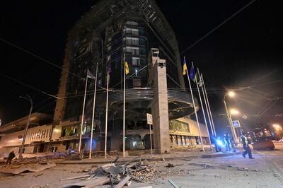 Nearly two dozen people were injured when a missile struck a hotel in Kharkiv, Ukraine's second city. AFP