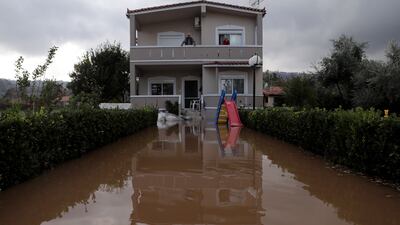 Inhabitants of the villages in north Evia faced flooding after heavy rainfall overnight. EPA
