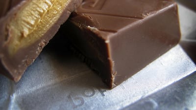 Chocolate with pistachio cream from Patchi at Khalidiya. Delores Johnson / The National