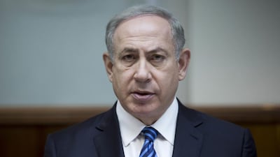 Israeli prime minister Benjamin Netanyahu attends the weekly cabinet meeting at his office in Jerusalem. Abir Sultan / AP Photo