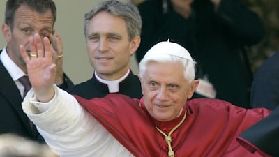 Pope Benedict XVI greets the faithful in front of the Old Chapel in Regensburg, southern Germany, in 2006. AP