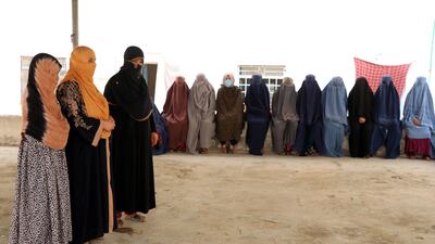 Afghan women prisoners in Kandahar on July 26. EPA