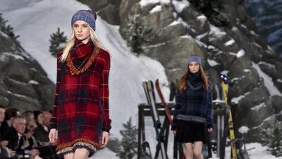 The Tommy Hilfiger show inside the cavernous Park Avenue Armory set evoked a winter’s day in a place far more idyllic than slushy Manhattan. AP